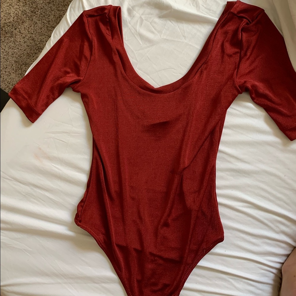 red free people scooped bodysuit